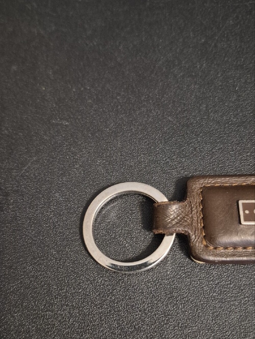 COACH Brown Leather Key Tag with Branded Metal Plaque - Picture 5 of 6